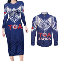 Super Toa Samoa Rugby Custom Couples Matching Long Sleeve Bodycon Dress and Long Sleeve Button Shirt Warrior Spirit LT05