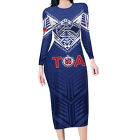 Super Toa Samoa Rugby Custom Family Matching Long Sleeve Bodycon Dress and Hawaiian Shirt Warrior Spirit LT05