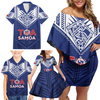 Super Toa Samoa Rugby Custom Family Matching Off Shoulder Short Dress and Hawaiian Shirt Warrior Spirit LT05