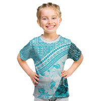 Hawaiian Tapa Kid T Shirt Traditional Vintage Pattern Aqua LT05 Aqua - Polynesian Pride