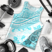 Hawaiian Tapa Men Tank Top Traditional Vintage Pattern Aqua LT05 - Polynesian Pride
