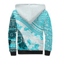 Hawaiian Tapa Sherpa Hoodie Traditional Vintage Pattern Aqua LT05 - Polynesian Pride