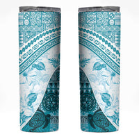 Hawaiian Tapa Skinny Tumbler Traditional Vintage Pattern Aqua LT05 Aqua - Polynesian Pride
