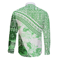 Hawaiian Tapa Family Matching Puletasi Dress and Hawaiian Shirt Traditional Vintage Pattern Green LT05 - Polynesian Pride