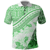 Hawaiian Tapa Polo Shirt Traditional Vintage Pattern Green LT05 Green - Polynesian Pride
