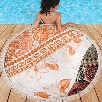 Hawaiian Tapa Beach Blanket Traditional Vintage Pattern Orange LT05 - Polynesian Pride