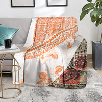 Hawaiian Tapa Blanket Traditional Vintage Pattern Orange LT05 - Polynesian Pride