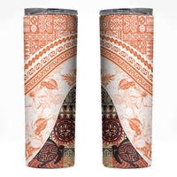 Hawaiian Tapa Skinny Tumbler Traditional Vintage Pattern Orange LT05 Orange - Polynesian Pride