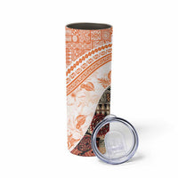 Hawaiian Tapa Skinny Tumbler Traditional Vintage Pattern Orange LT05 - Polynesian Pride