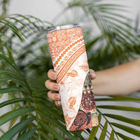 Hawaiian Tapa Skinny Tumbler Traditional Vintage Pattern Orange LT05 - Polynesian Pride