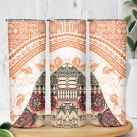 Hawaiian Tapa Skinny Tumbler Traditional Vintage Pattern Orange LT05 - Polynesian Pride