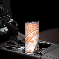 Hawaiian Tapa Skinny Tumbler Traditional Vintage Pattern Orange LT05 - Polynesian Pride