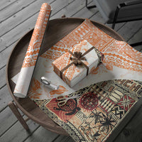 Hawaiian Tapa Wrapping Paper Traditional Vintage Pattern Orange - Polynesian Pride