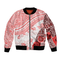 Hawaiian Tapa Bomber Jacket Traditional Vintage Pattern Red LT05 Unisex Red - Polynesian Pride