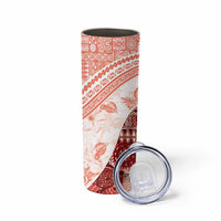 Hawaiian Tapa Skinny Tumbler Traditional Vintage Pattern Red LT05 - Polynesian Pride