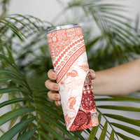 Hawaiian Tapa Skinny Tumbler Traditional Vintage Pattern Red LT05 - Polynesian Pride