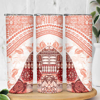 Hawaiian Tapa Skinny Tumbler Traditional Vintage Pattern Red LT05 - Polynesian Pride