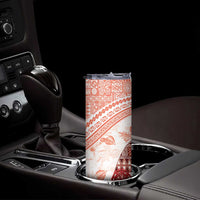 Hawaiian Tapa Skinny Tumbler Traditional Vintage Pattern Red LT05 - Polynesian Pride
