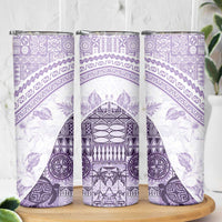 Hawaiian Tapa Skinny Tumbler Traditional Vintage Pattern Violet LT05 - Polynesian Pride