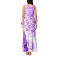 Hawaiian Tapa Tank Maxi Dress Traditional Vintage Pattern Violet LT05 - Polynesian Pride