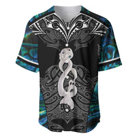 New Zealand Aotearoa Baseball Jersey Maori Taniwha Paua Shell LT05 Black - Polynesian Pride