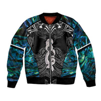 New Zealand Aotearoa Bomber Jacket Maori Taniwha Paua Shell