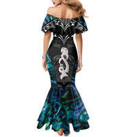 New Zealand Aotearoa Family Matching Mermaid Dress and Hawaiian Shirt Maori Taniwha Paua Shell