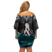 New Zealand Aotearoa Off Shoulder Short Dress Maori Taniwha Paua Shell LT05 - Polynesian Pride