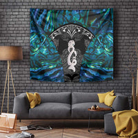 New Zealand Aotearoa Tapestry Maori Taniwha Paua Shell LT05 Black - Polynesian Pride