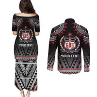 Personalised Samoa Black Saturday Couples Matching Puletasi and Long Sleeve Button Shirt Samoa For Samoans