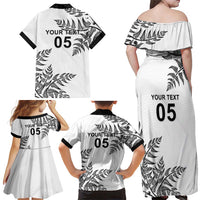 Custom New Zealand Football Family Matching Off Shoulder Maxi Dress and Hawaiian Shirt Aotearoa Pride - Polynesian Pride