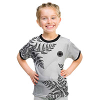 Custom New Zealand Football Kid T Shirt Aotearoa Pride LT05 White - Polynesian Pride