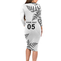 Custom New Zealand Football Long Sleeve Bodycon Dress Aotearoa Pride - Polynesian Pride