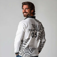 Custom New Zealand Football Long Sleeve Polo Shirt Aotearoa Pride - Polynesian Pride