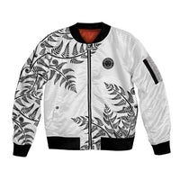 Custom New Zealand Football Sleeve Zip Bomber Jacket Aotearoa Pride LT05 Unisex White - Polynesian Pride