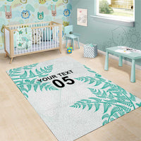 Custom New Zealand Football Area Rug Aotearoa Pride Aqua Version - Polynesian Pride