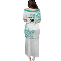 Custom New Zealand Football Family Matching Puletasi and Hawaiian Shirt Aotearoa Pride Aqua Version - Polynesian Pride