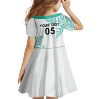 Custom New Zealand Football Kid Short Sleeve Dress Aotearoa Pride Aqua Version LT05 - Polynesian Pride