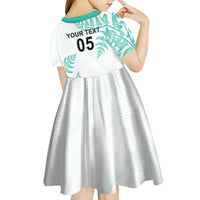 Custom New Zealand Football Kid Short Sleeve Dress Aotearoa Pride Aqua Version LT05 - Polynesian Pride