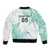 Custom New Zealand Football Sleeve Zip Bomber Jacket Aotearoa Pride Aqua Version LT05 - Polynesian Pride
