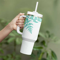 Custom New Zealand Football Tumbler With Handle Aotearoa Pride Aqua Version LT05 - Polynesian Pride