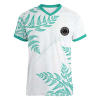 Custom New Zealand Football Women V-Neck T-Shirt Aotearoa Pride Aqua Version LT05 Female Aqua - Polynesian Pride