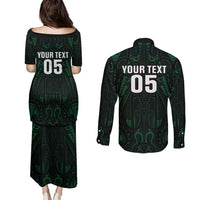 Custom New Zealand Fishing Couples Matching Puletasi and Long Sleeve Button Shirt Maori Tribal Pattern - Polynesian Pride