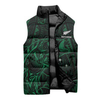 Custom New Zealand Fishing Sleeveless Puffer Jacket Maori Tribal Pattern - Polynesian Pride