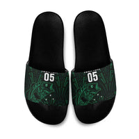 Custom New Zealand Fishing Slide Sandals Maori Tribal Pattern LT05 Black - Polynesian Pride