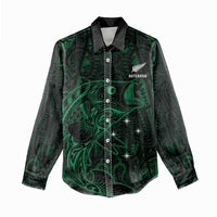 Custom New Zealand Fishing Women Casual Shirt Maori Tribal Pattern - Polynesian Pride