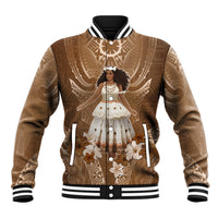 Bula Fiji Women's Day Baseball Jacket With Fijian Tapa Pattern LT05 Unisex Brown - Polynesian Pride