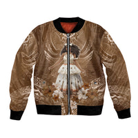 Bula Fiji Women's Day Bomber Jacket With Fijian Tapa Pattern LT05 Unisex Brown - Polynesian Pride