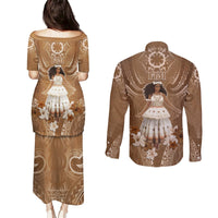Bula Fiji Women's Day Couples Matching Puletasi and Long Sleeve Button Shirt With Fijian Tapa Pattern LT05 - Polynesian Pride
