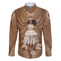 Bula Fiji Women's Day Family Matching Puletasi and Hawaiian Shirt With Fijian Tapa Pattern LT05 Dad's Shirt - Long Sleeve Brown - Polynesian Pride